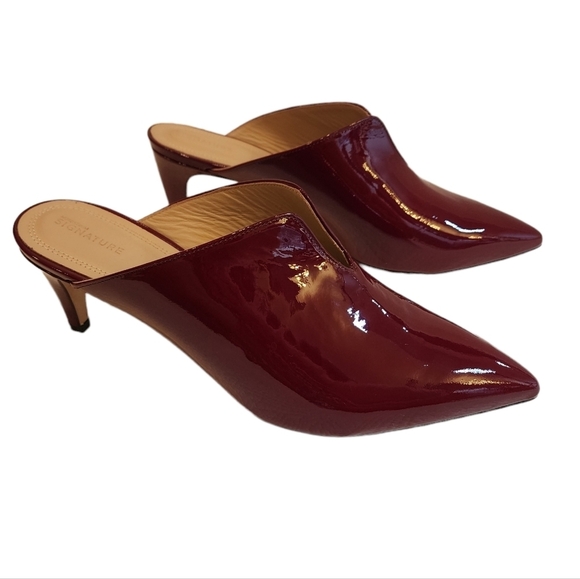 Nordstrom Red Patent Leather Pointed Toe Slide On 3" Heels Shoes Size EU 41 - Picture 7 of 17